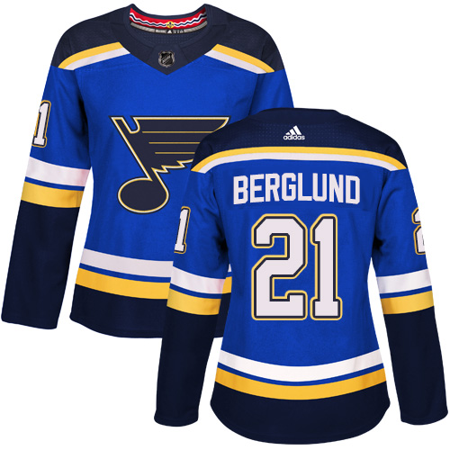 Adidas St.Louis Blues #21 Patrik Berglund Blue Home Authentic Women Stitched NHL Jersey